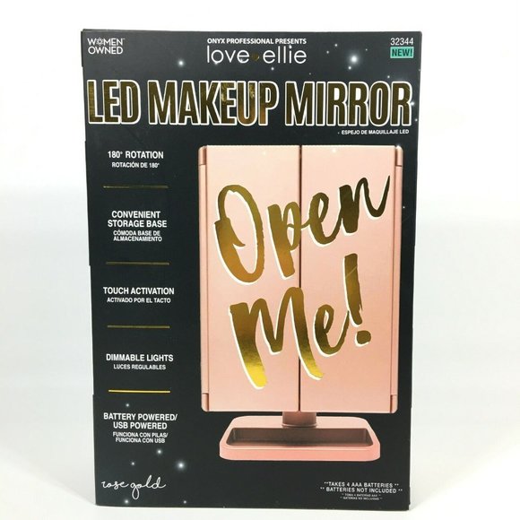 Onyx Professional LED Makeup Mirror Folding In-Base Magnifying Rose Gold - Picture 4 of 8
